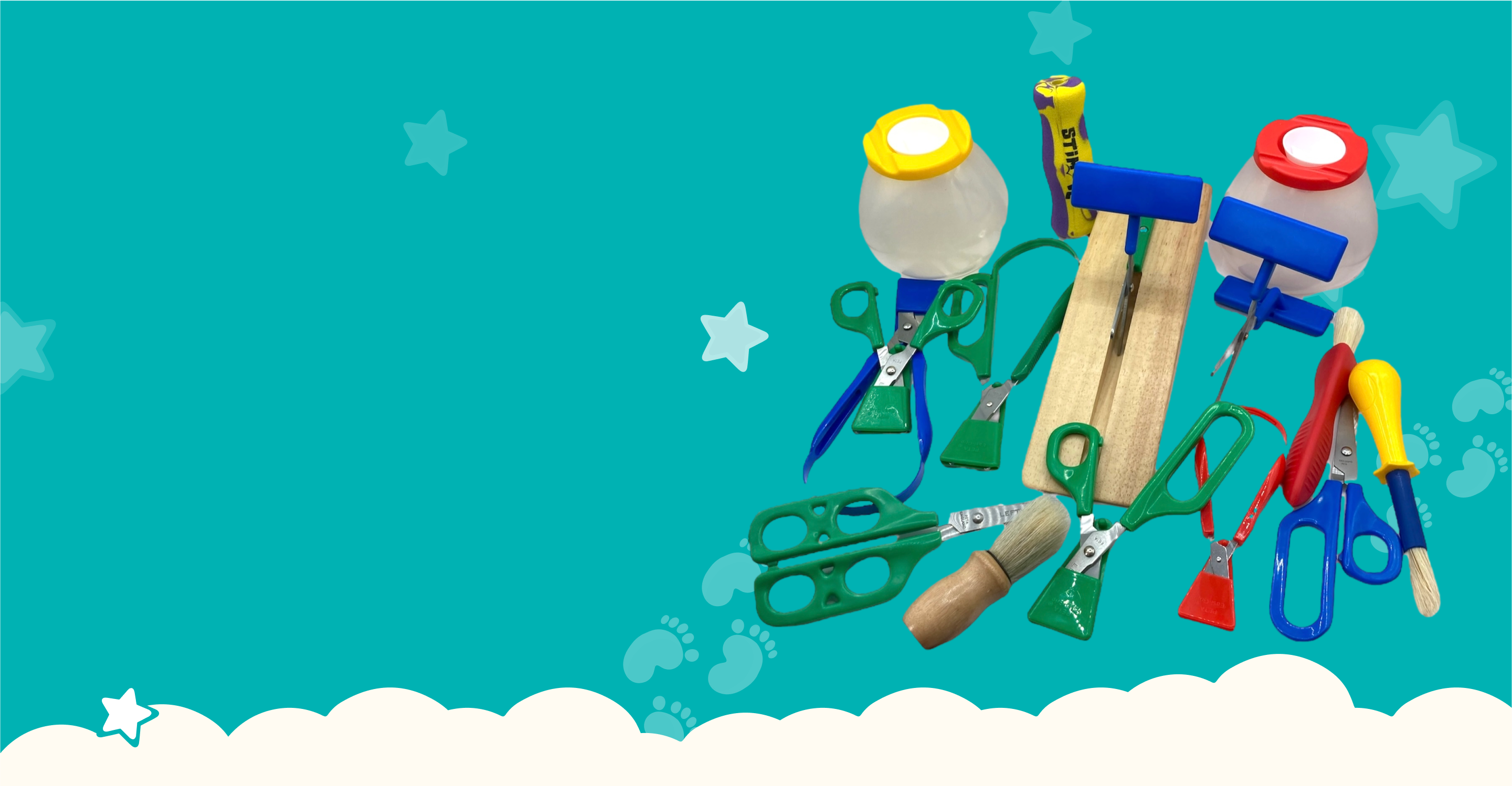 Adaptive crafting tools for children with Special Educational Needs (SEN), including non-spill paint pots, easy-grip scissors, ergonomic paintbrushes, and pencil grips. Designed to support inclusive arts and crafts for kids. Shop now for accessible creativity tools.