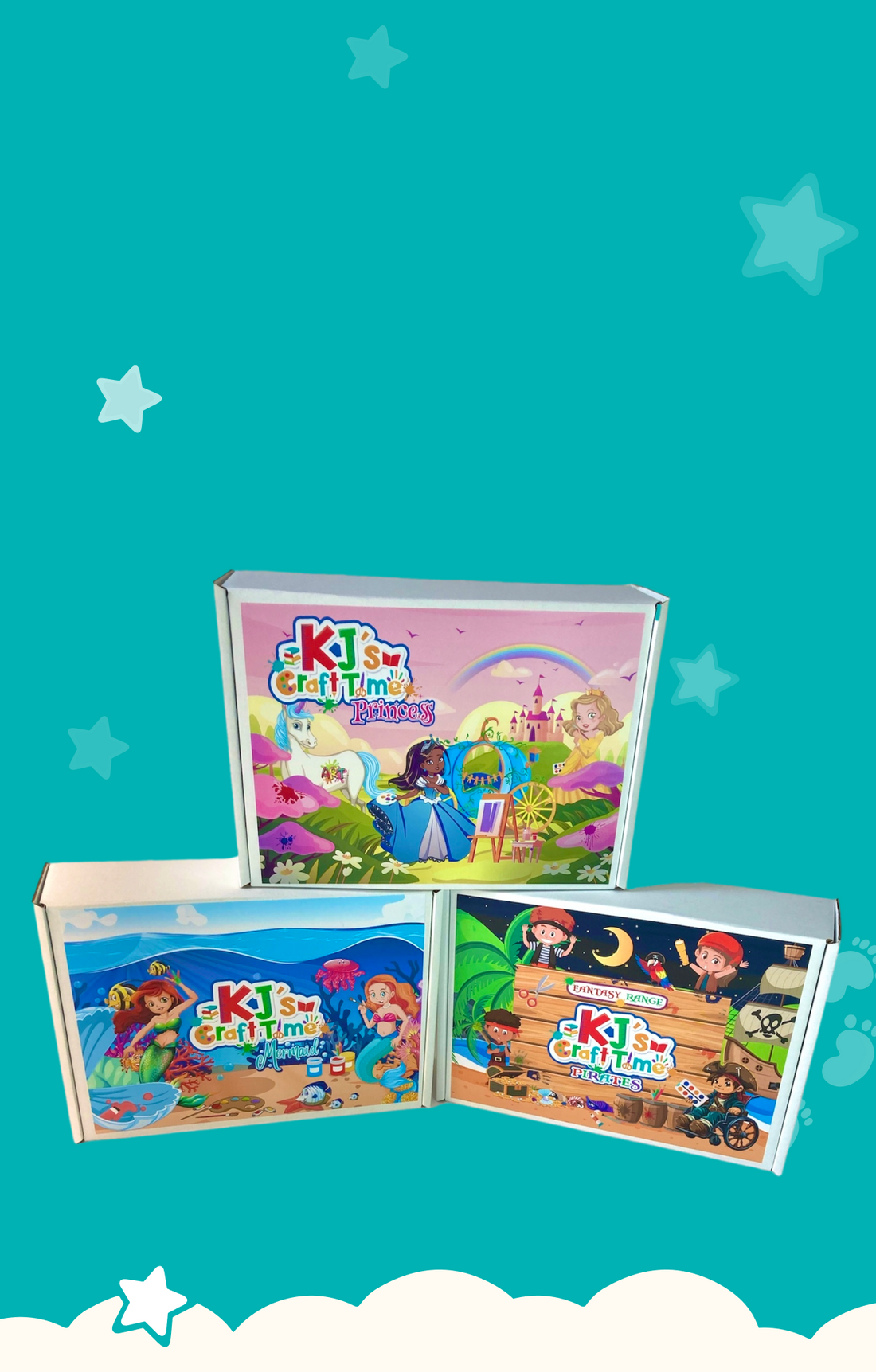 Fantasy craft kits for kids with Princess, Mermaid, and Pirate themes. These creative activity boxes inspire imagination, storytelling, and motor skill development. Perfect for sensory play and early learning. Shop now for magical kids' crafts.