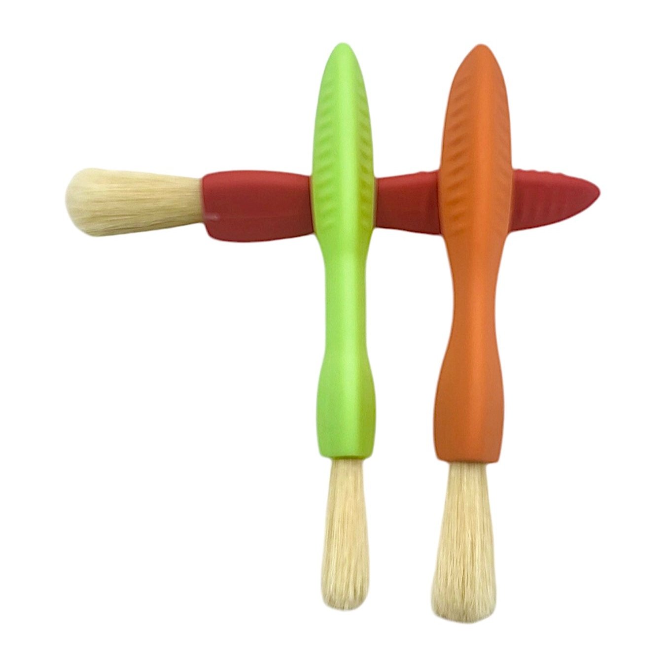 Triangle Easy Grip Paint Brushes set of 3 in sizes 10, 14, and 18, with non-roll handles, laid flat for display.