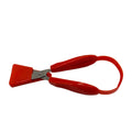 A mini Easi-Grip scissor with a protective blade guard on for safe storage.