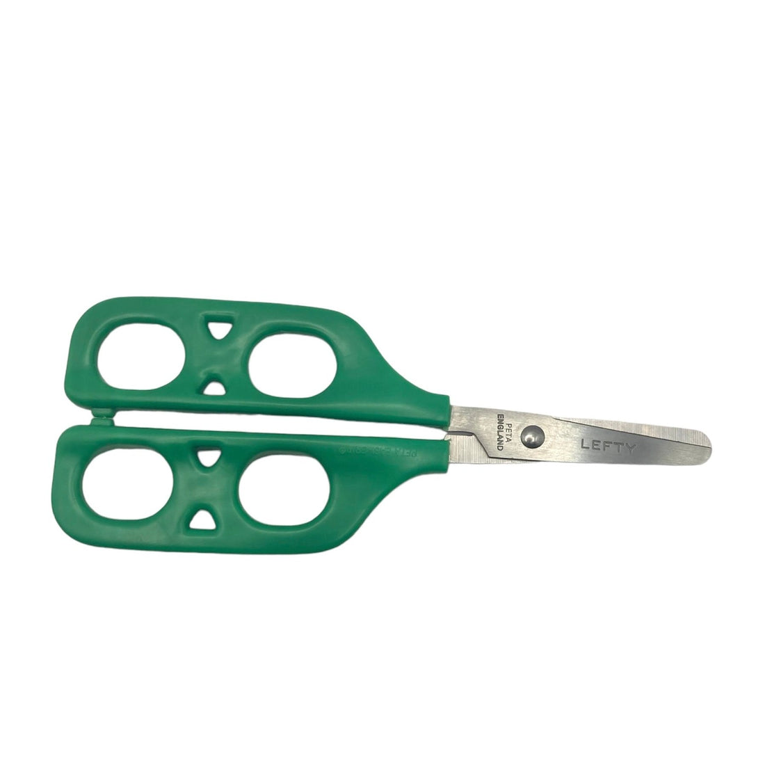 Blue right-handed Dual Control Teaching Scissors with double loop handles for adult and child cutting, ideal for occupational therapy.