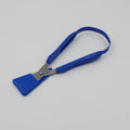 Blue right-handed Easi-Grip Scissors with blade guard on.