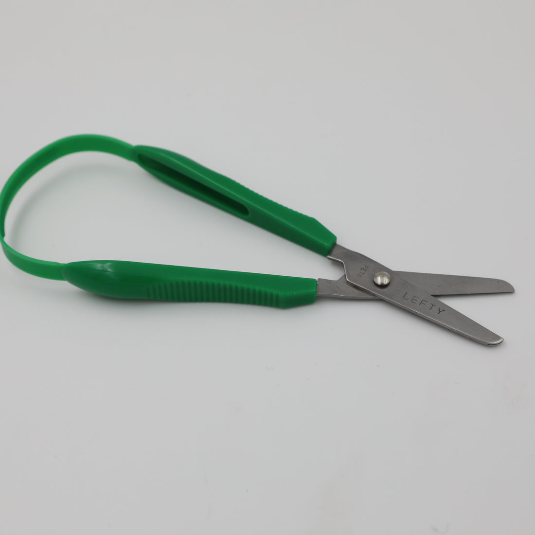 Blue right-handed Easi-Grip Scissors with blade guard on.