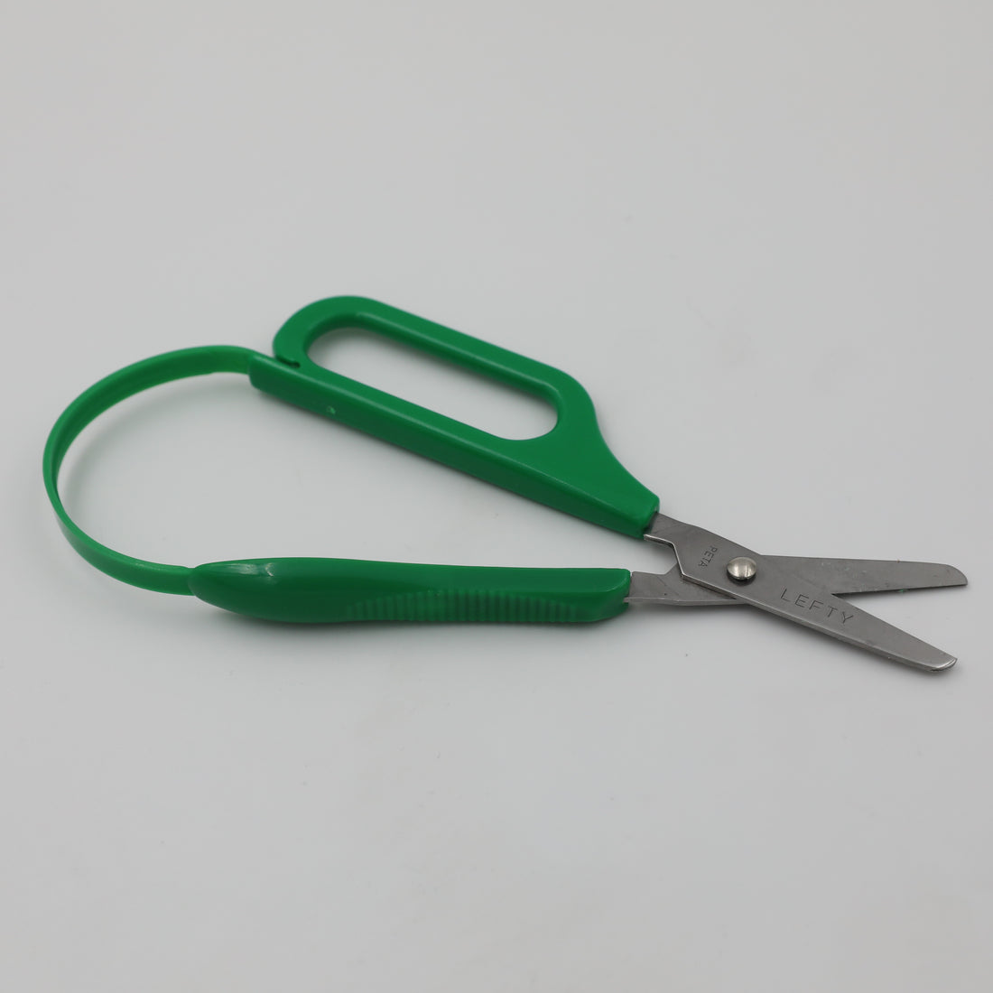 Blue right-handed Long Loop Easi-Grip Scissors with blade guard for safe storage.