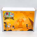 Ancient Egypt craft kit for kids by KJ’s Craft Time featuring illustrated Egyptian themed packaging with pyramids and sphinx.