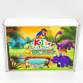 Dinosaur craft kit for kids by KJ’s Craft Time featuring colourful dinosaur themed educational packaging