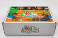 Close-up of Pirate Craft Box lid showing pirate characters, treasure, ship and adventure theme, a fun arts and crafts kit for kids.