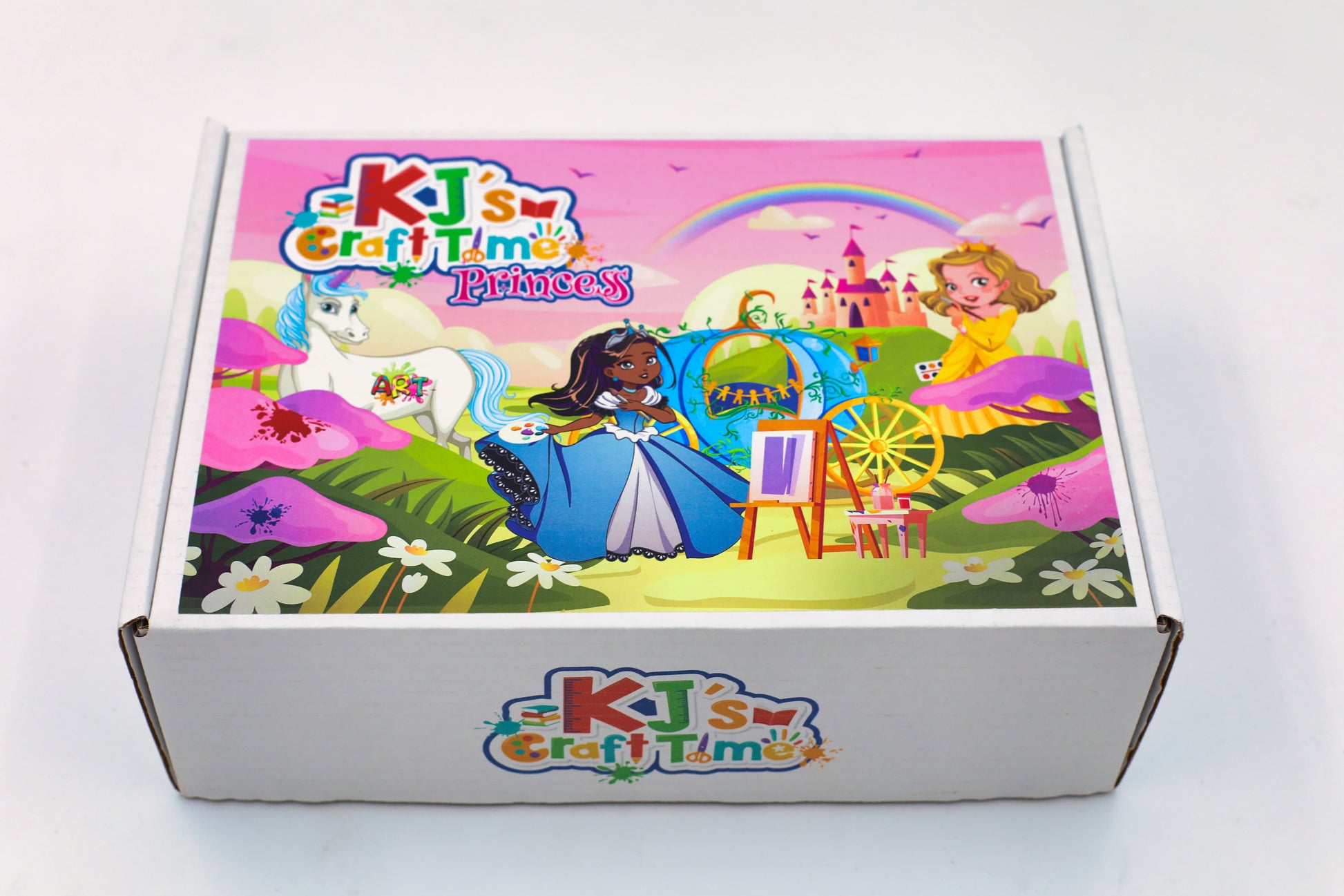 Top view of Princess Craft Box with colourful fairy tale design, a creative arts and crafts kit for kids who love princess-themed activities.