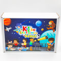 Space craft kit for kids by KJ’s Craft Time featuring illustrated space themed packaging with planets, astronauts and telescope design.